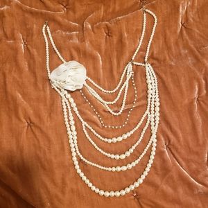 Multichain faux pearl necklace